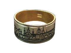 Серебряное кольцо «Панорама Великого Устюга» с позолотой